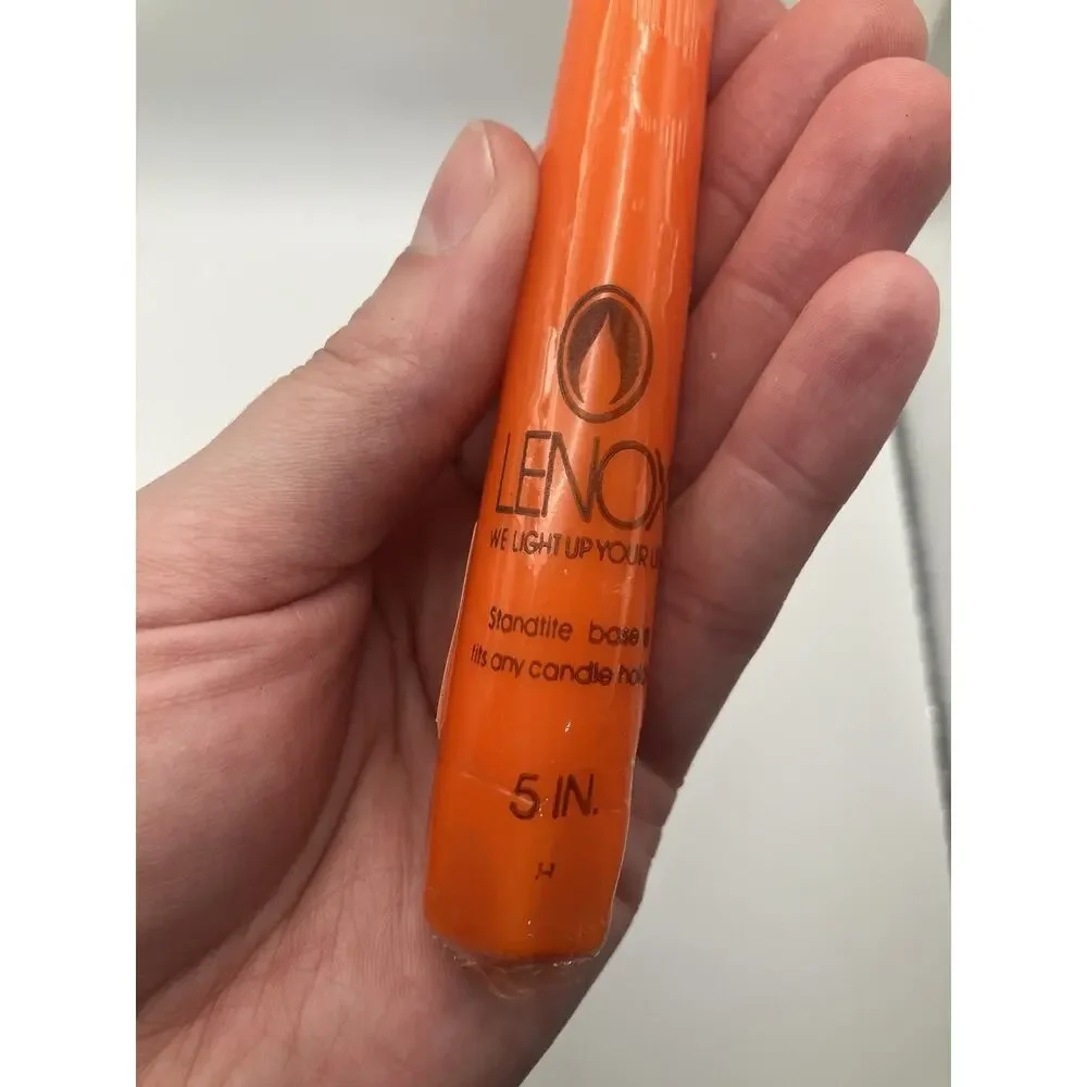 Vintage Lenox Orange Taper Candles 5 Lot of 7 NOS Wrapped Retro Decor Fall NOS